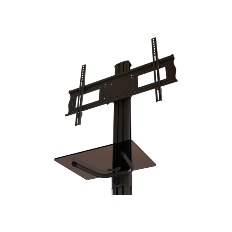 Adjustable Mobile Cart with Tempered Glass Shelf for 37' to 70' Screens